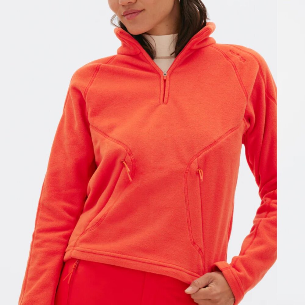 Women's Half-Zip Fleece Pullover - Orange